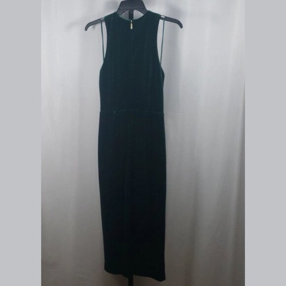 Michael Kors Green Stretch Velvet Sleeveless Twist Neck Midi Dress SZ M - NWT - Picture 3 of 8